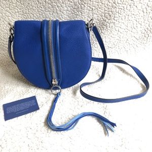 Bright blue tasseled saddle bag Rebecca Minkoff